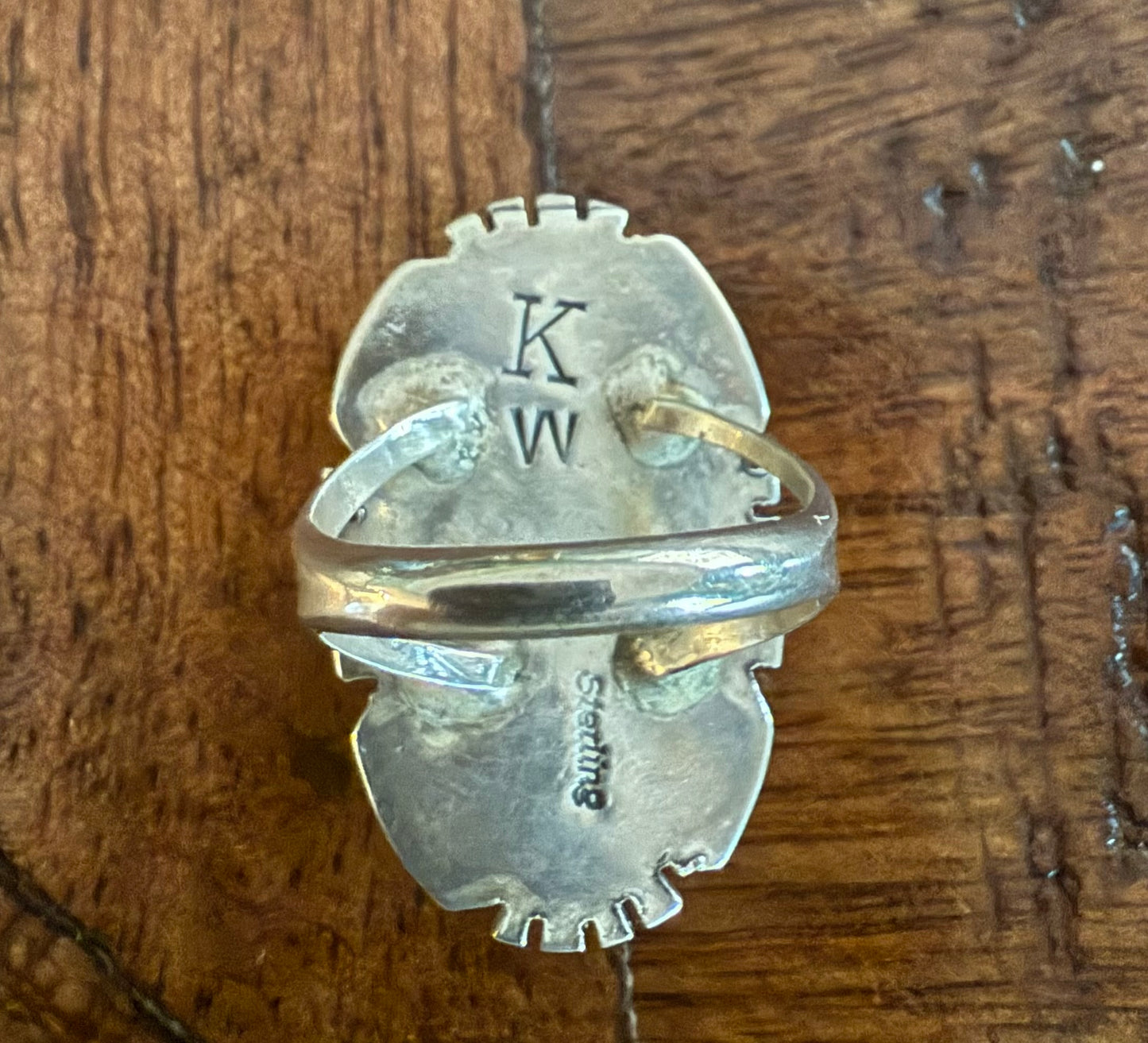 Estate Sterling Silver White Buffalo Stone Ring