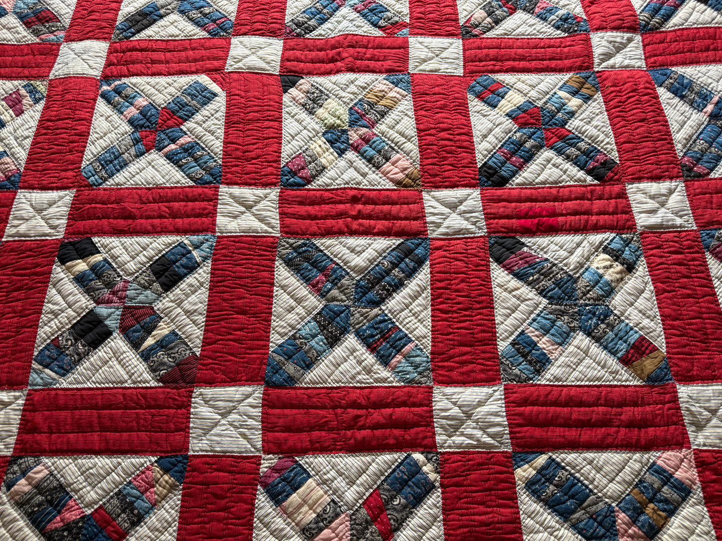 Vintage Red, White, and Blue X Block Cutter Quilt