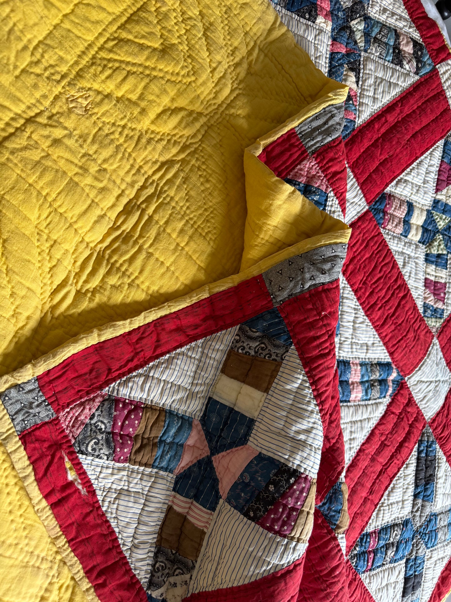Vintage Red, White, and Blue X Block Cutter Quilt