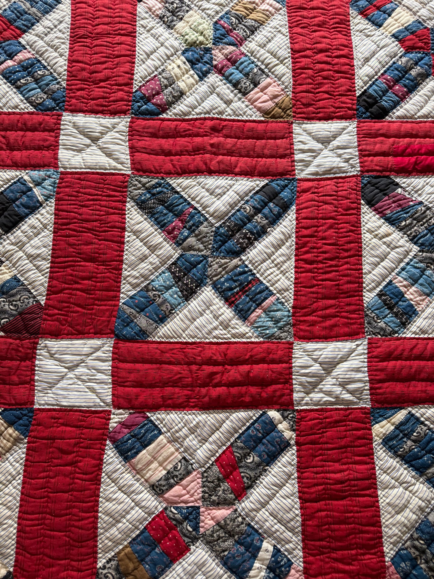Vintage Red, White, and Blue X Block Cutter Quilt