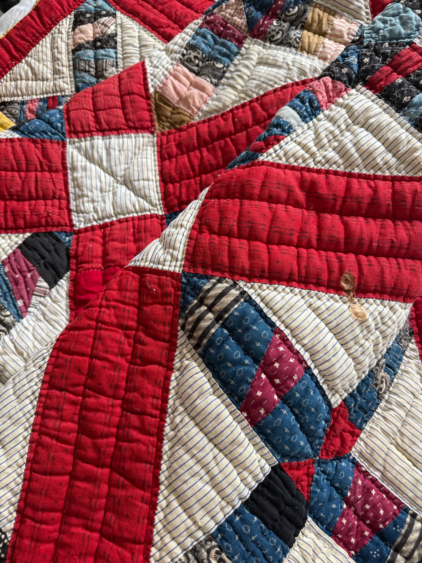 Vintage Red, White, and Blue X Block Cutter Quilt