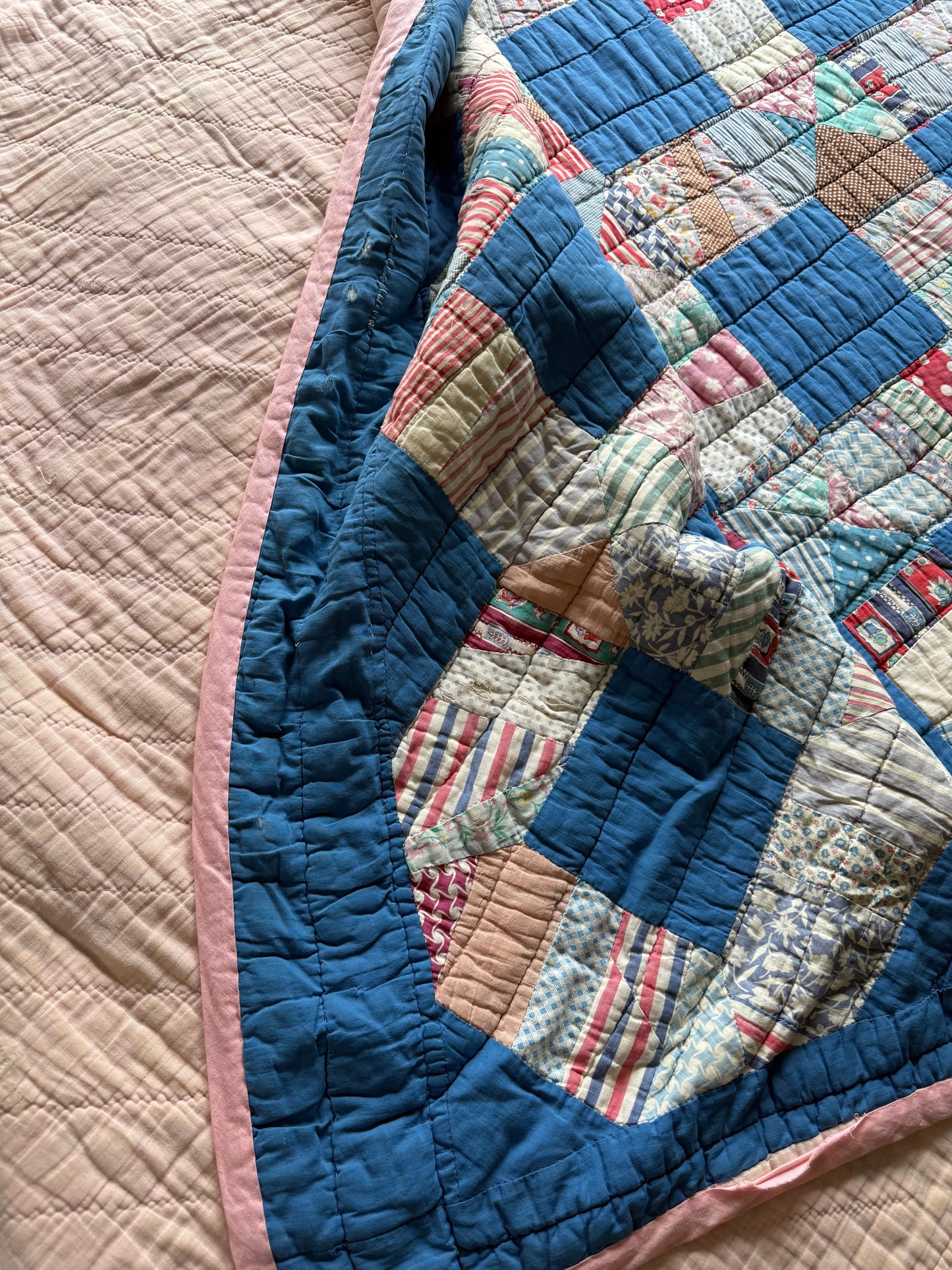 Vintage Blue Squares Cutter Quilt