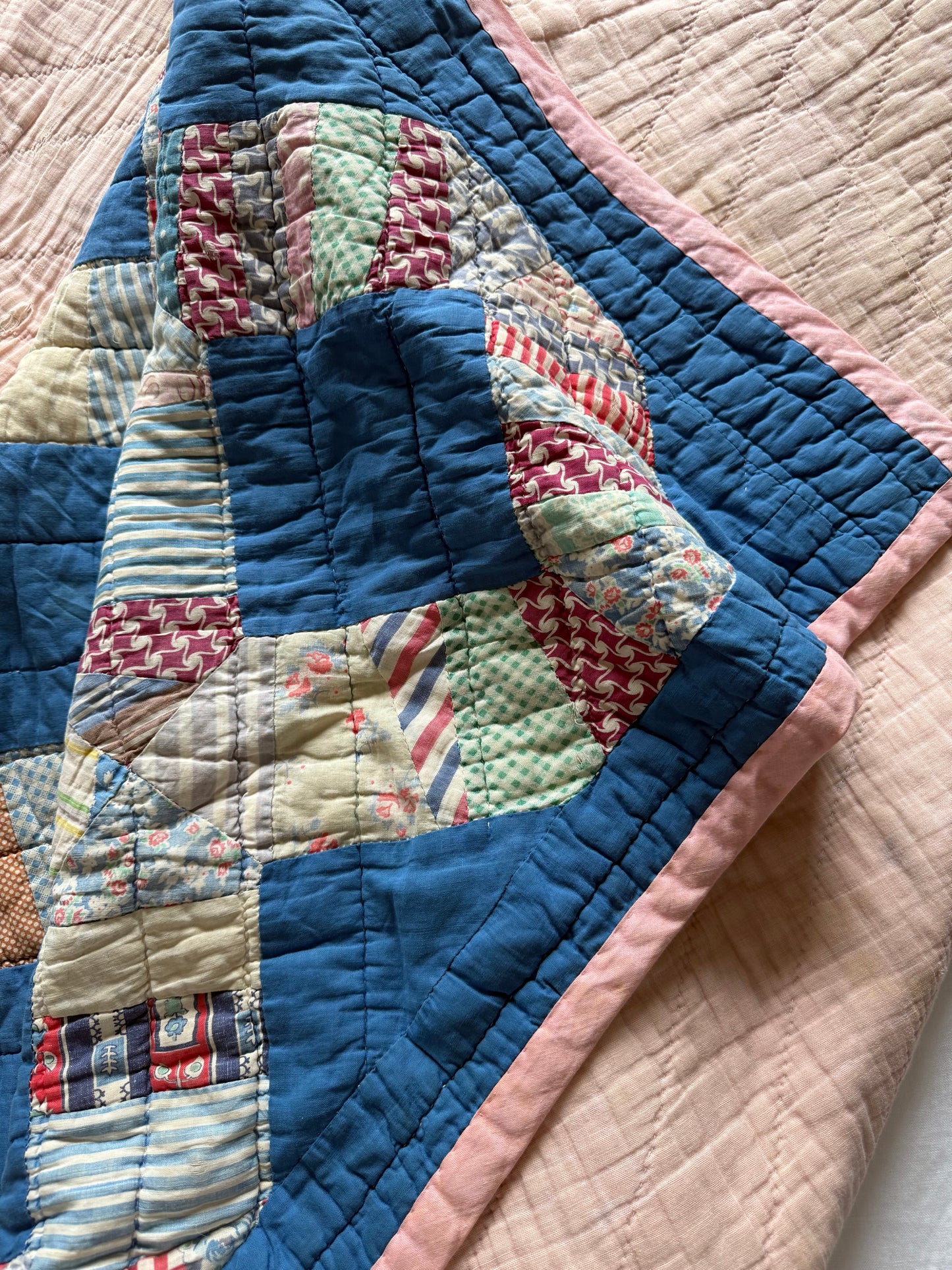 Vintage Blue Squares Cutter Quilt