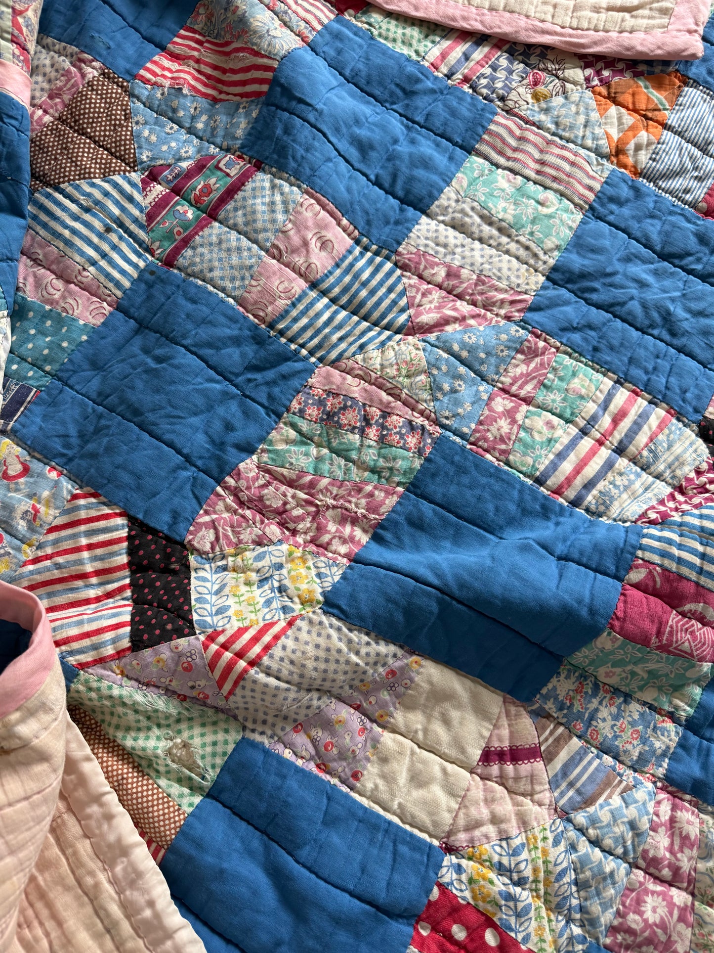 Vintage Blue Squares Cutter Quilt