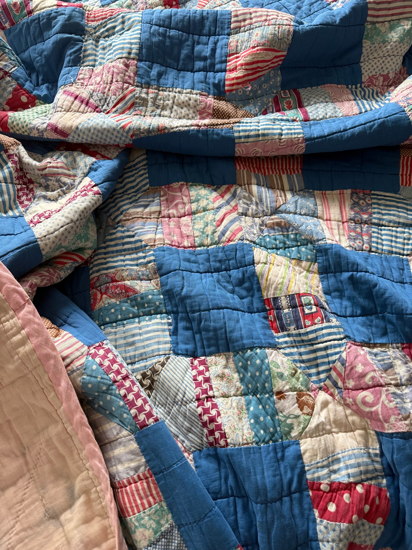 Vintage Blue Squares Cutter Quilt