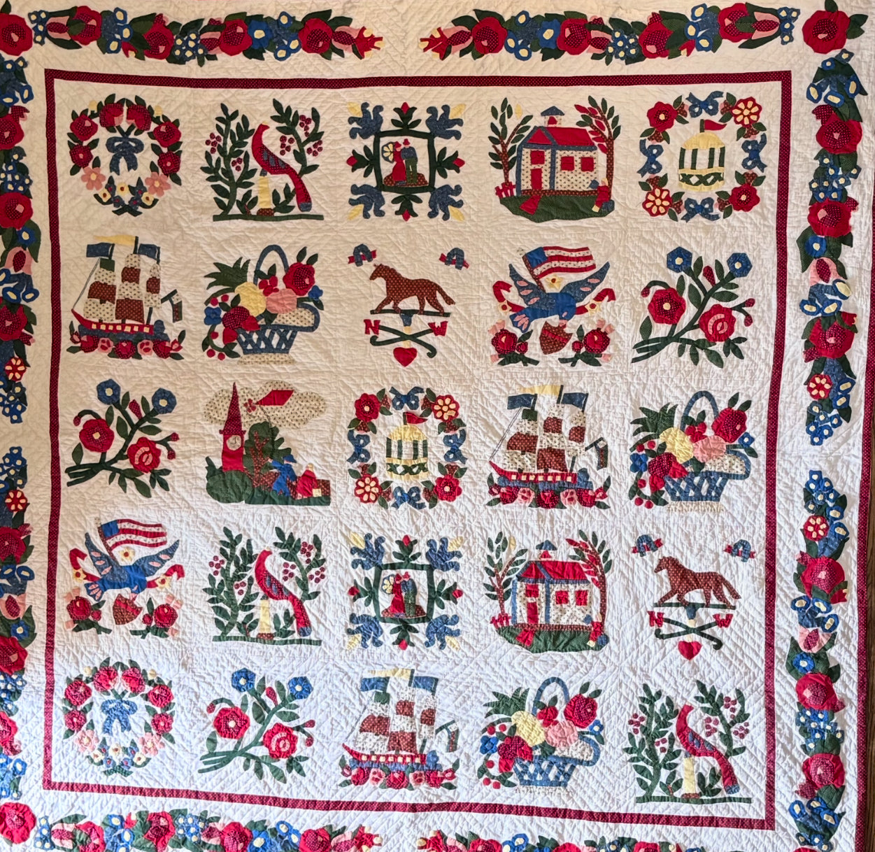 Americana Applique Baltimore Album Quilt