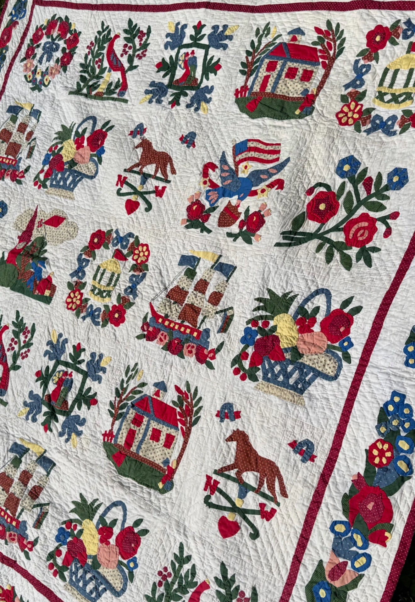 Americana Applique Baltimore Album Quilt