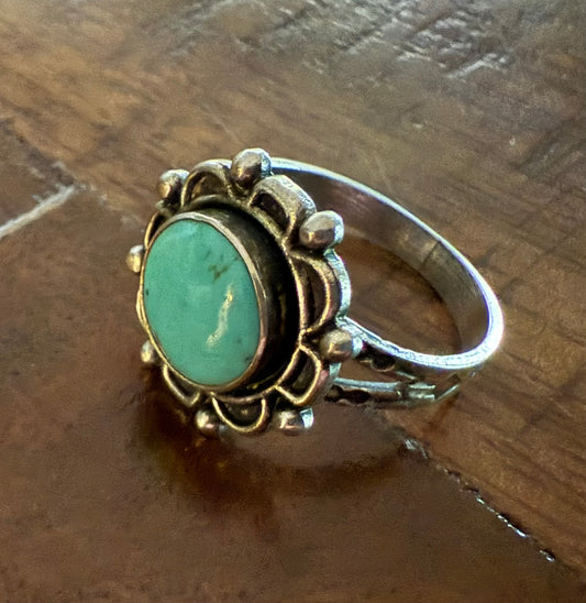 Sterling Turquoise Round Setting Ring