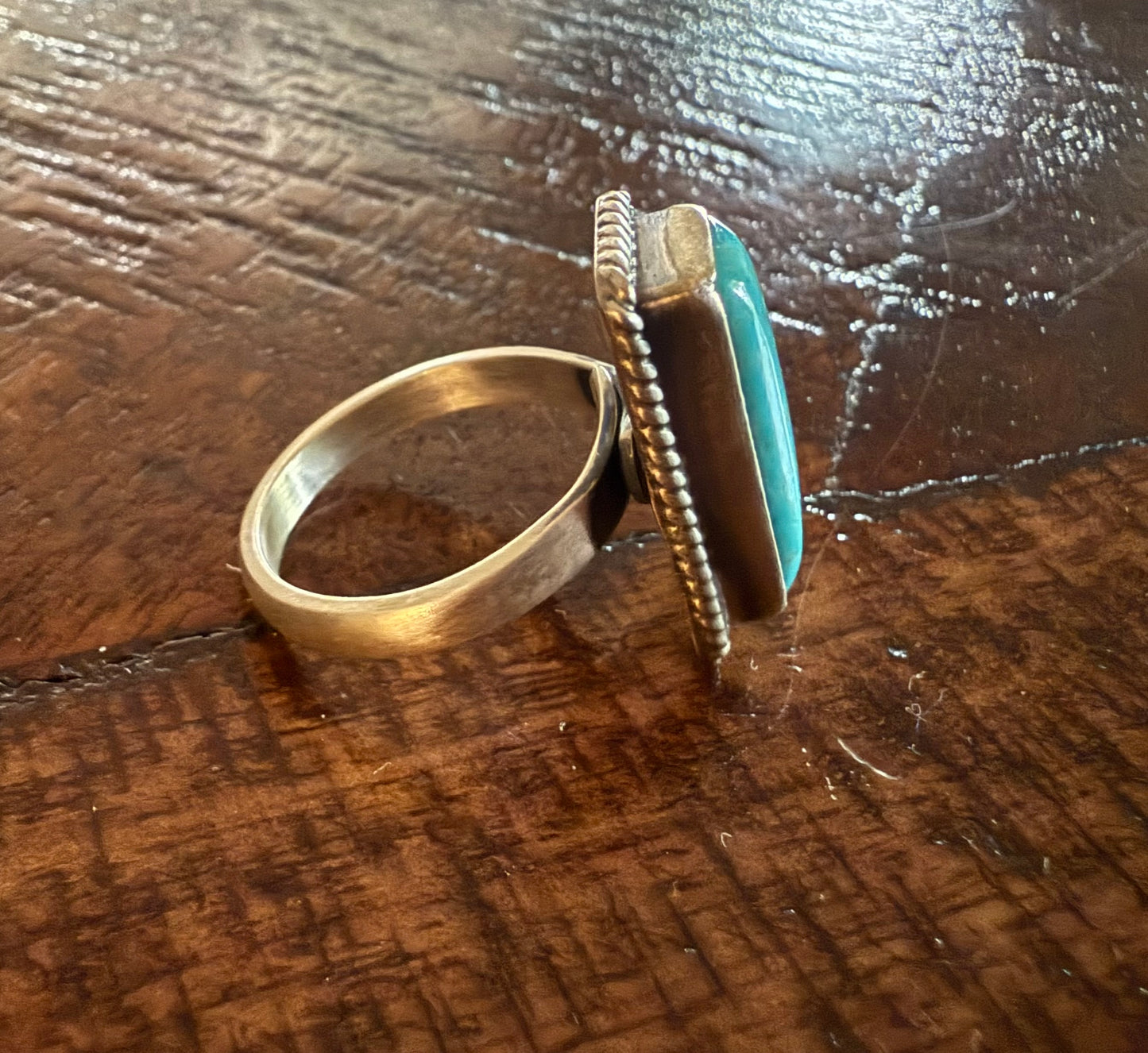 Sterling Silver Turquoise Rectangle Stone Ring