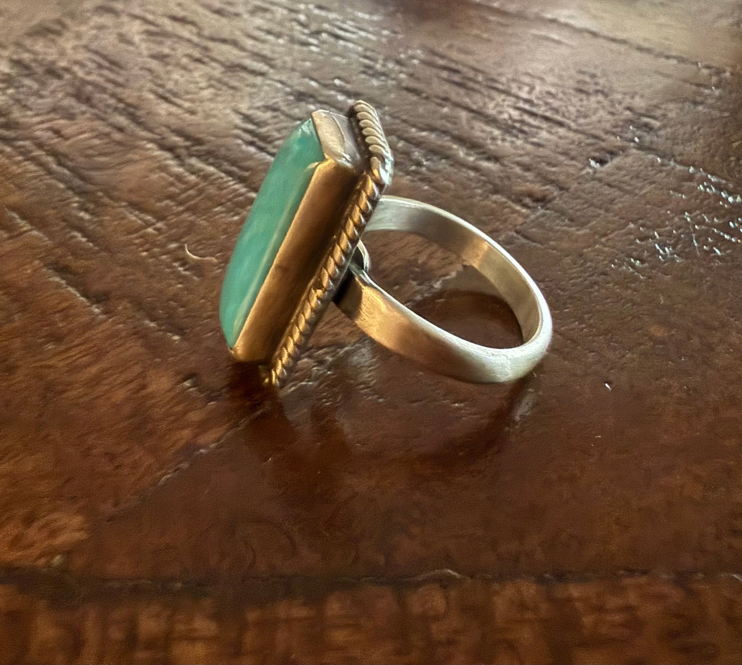 Sterling Silver Turquoise Rectangle Stone Ring