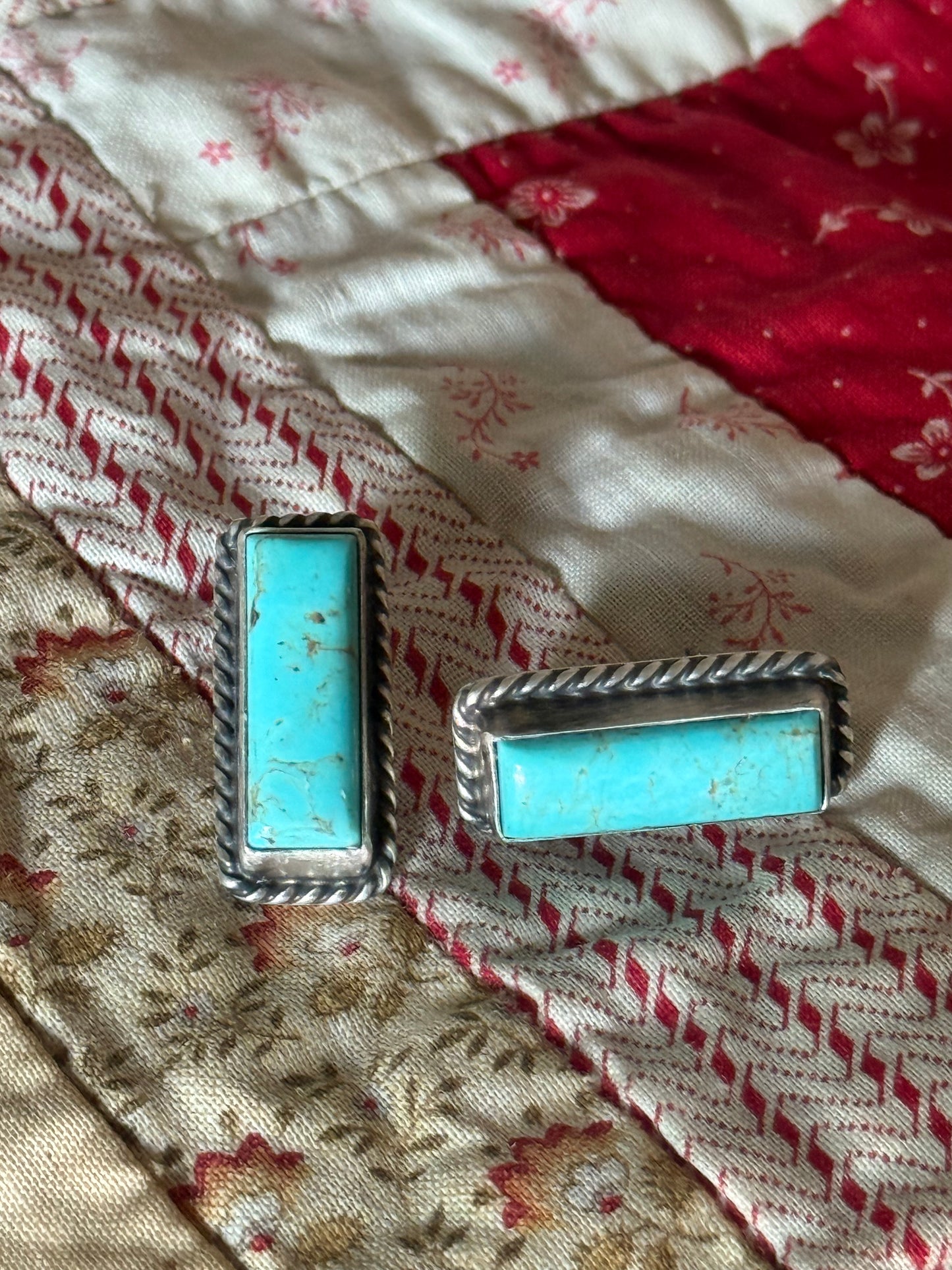 Sterling Kingman Turquoise Rectangular Post Earrings