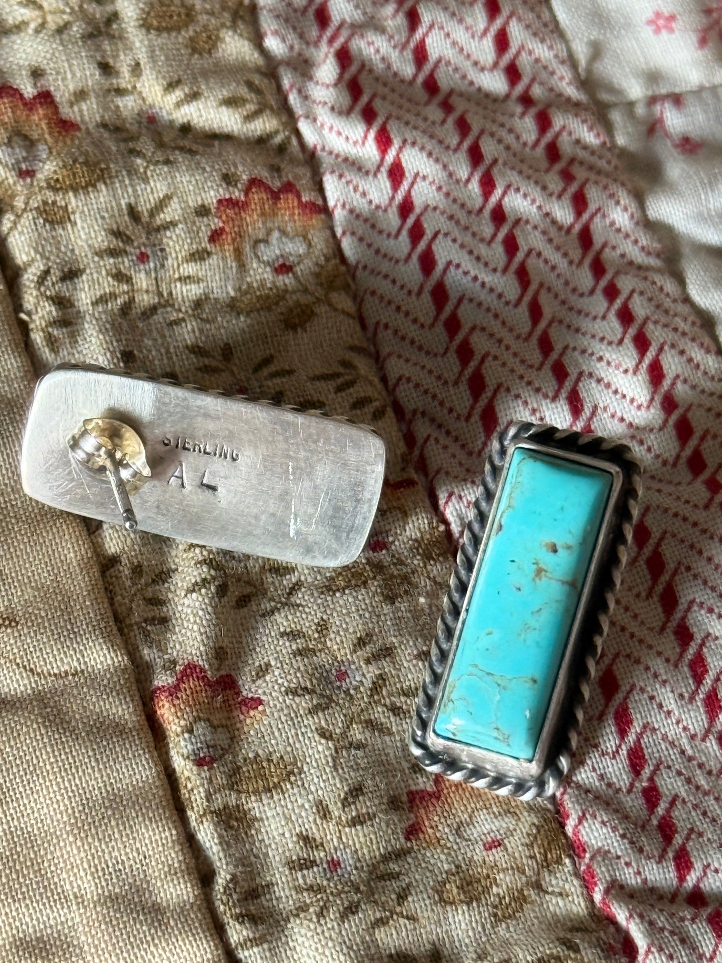 Sterling Kingman Turquoise Rectangular Post Earrings