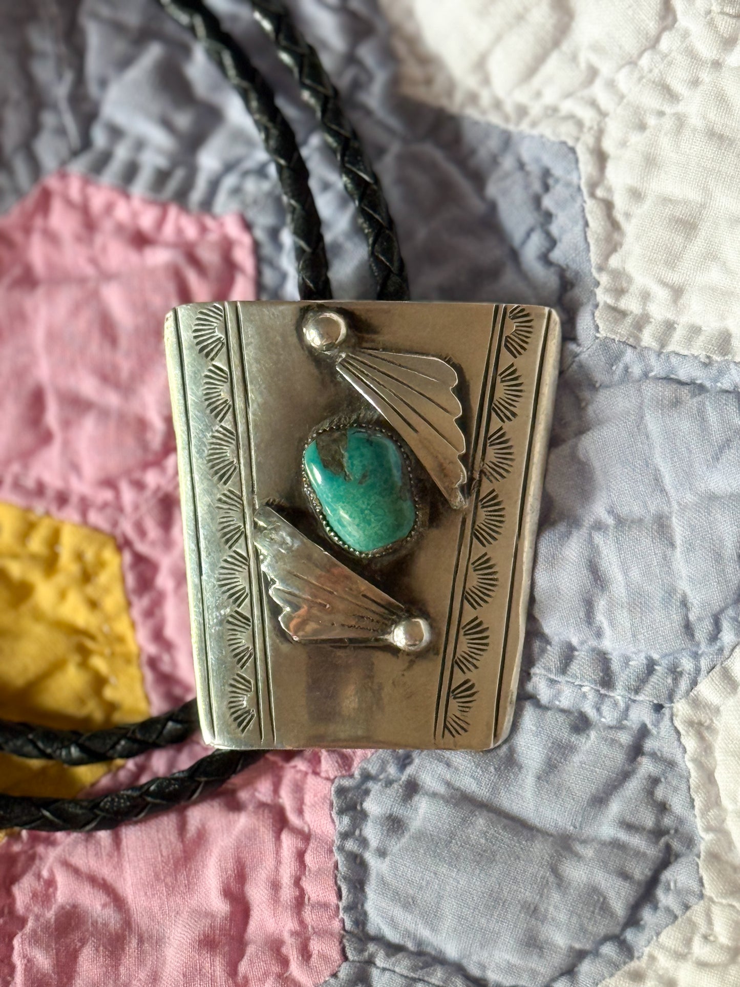 Vintage Sterling Turquoise Bolo Tie