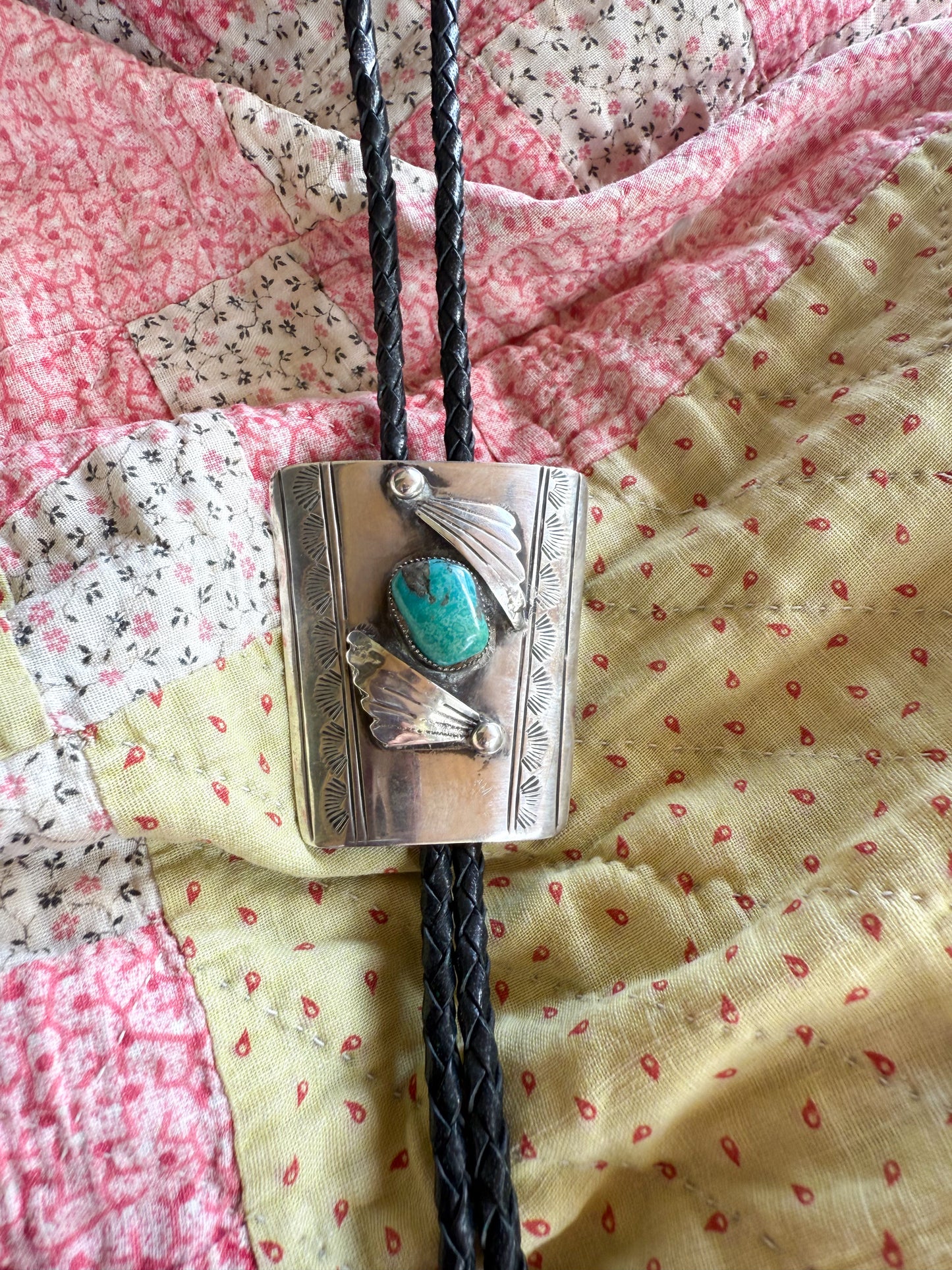 Vintage Sterling Turquoise Bolo Tie