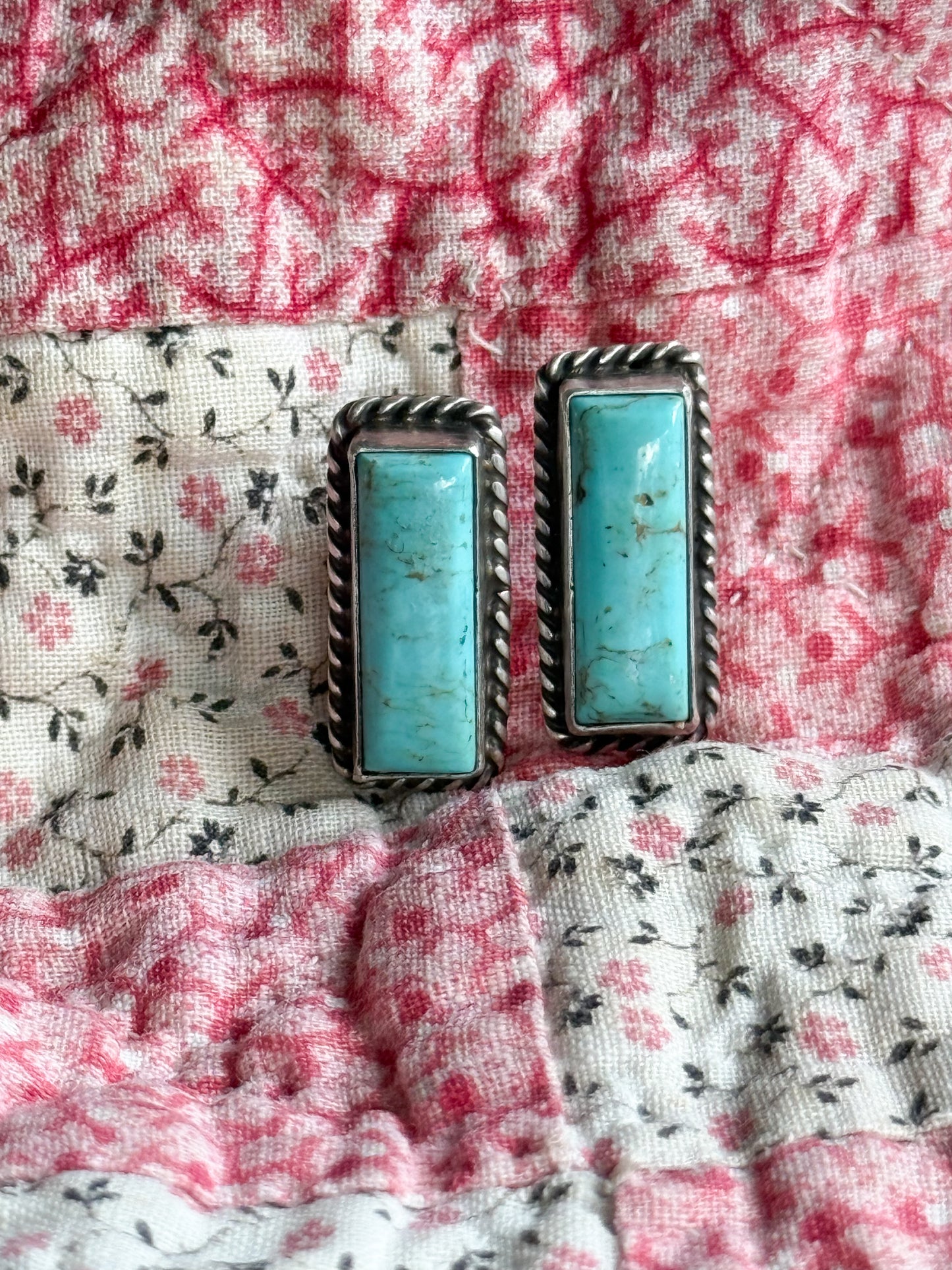 Sterling Kingman Turquoise Rectangular Post Earrings