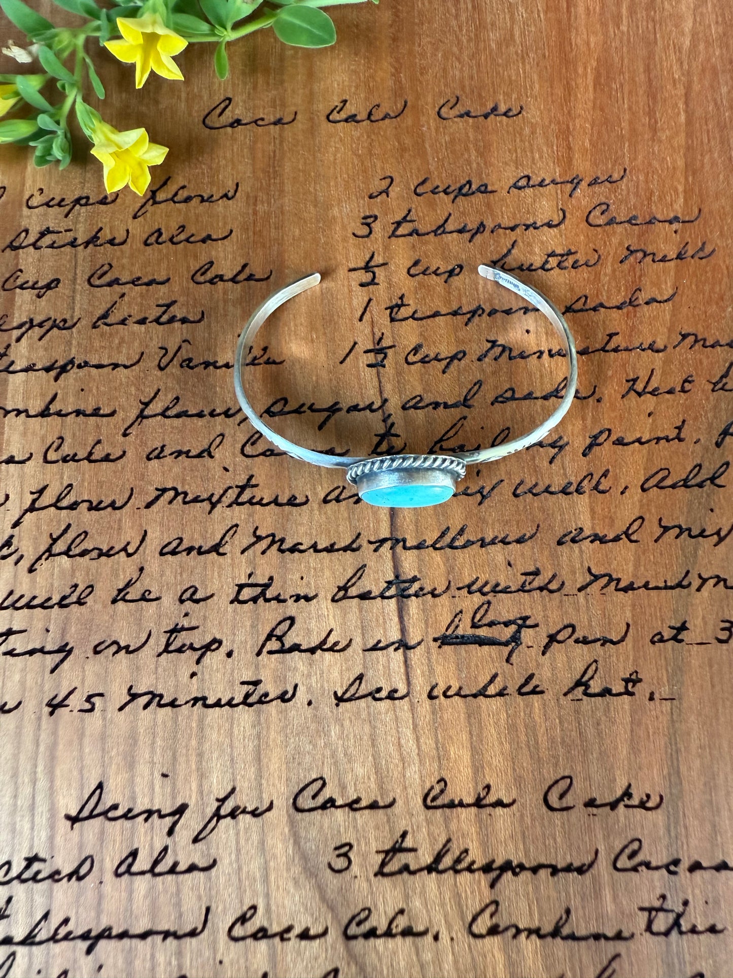Sterling Turquoise Artisan Stamped Bracelet Cuff