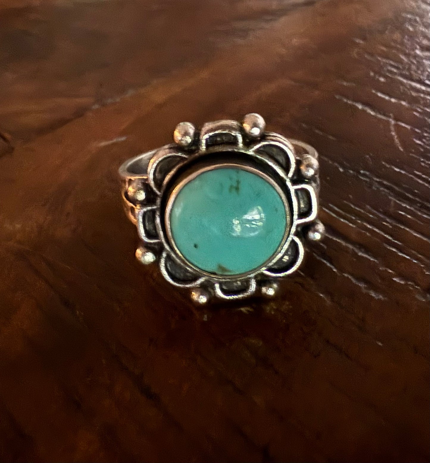 Sterling Turquoise Round Setting Ring