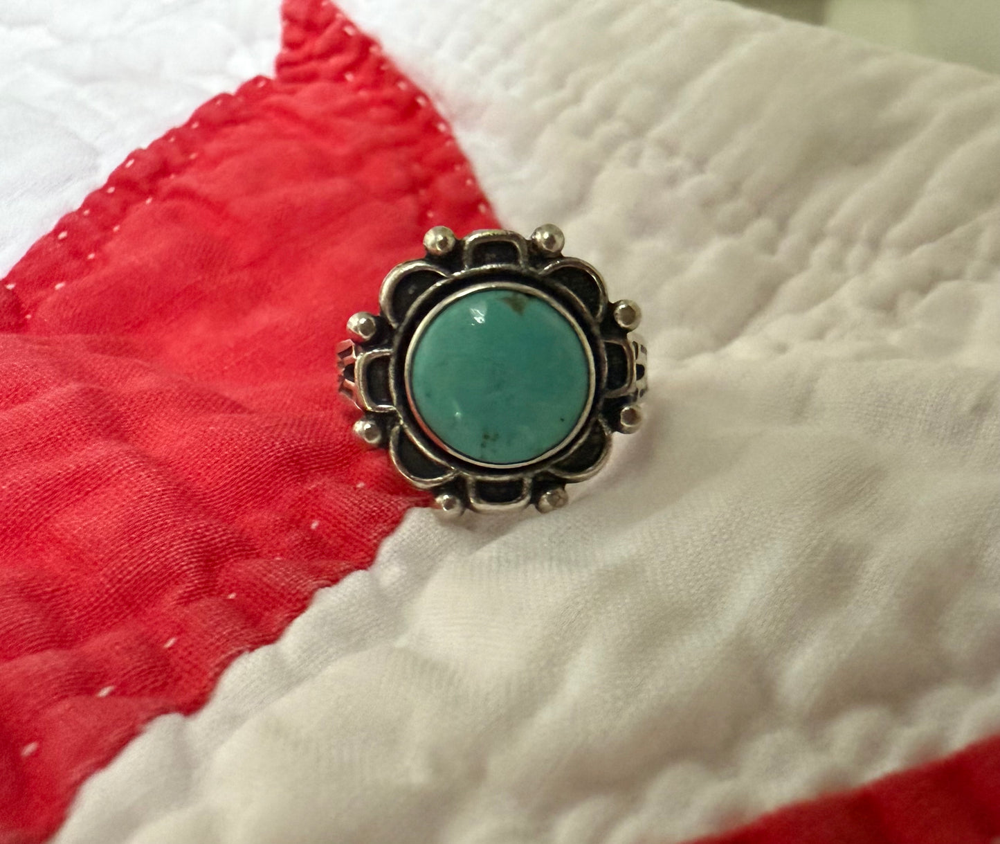 Sterling Turquoise Round Setting Ring