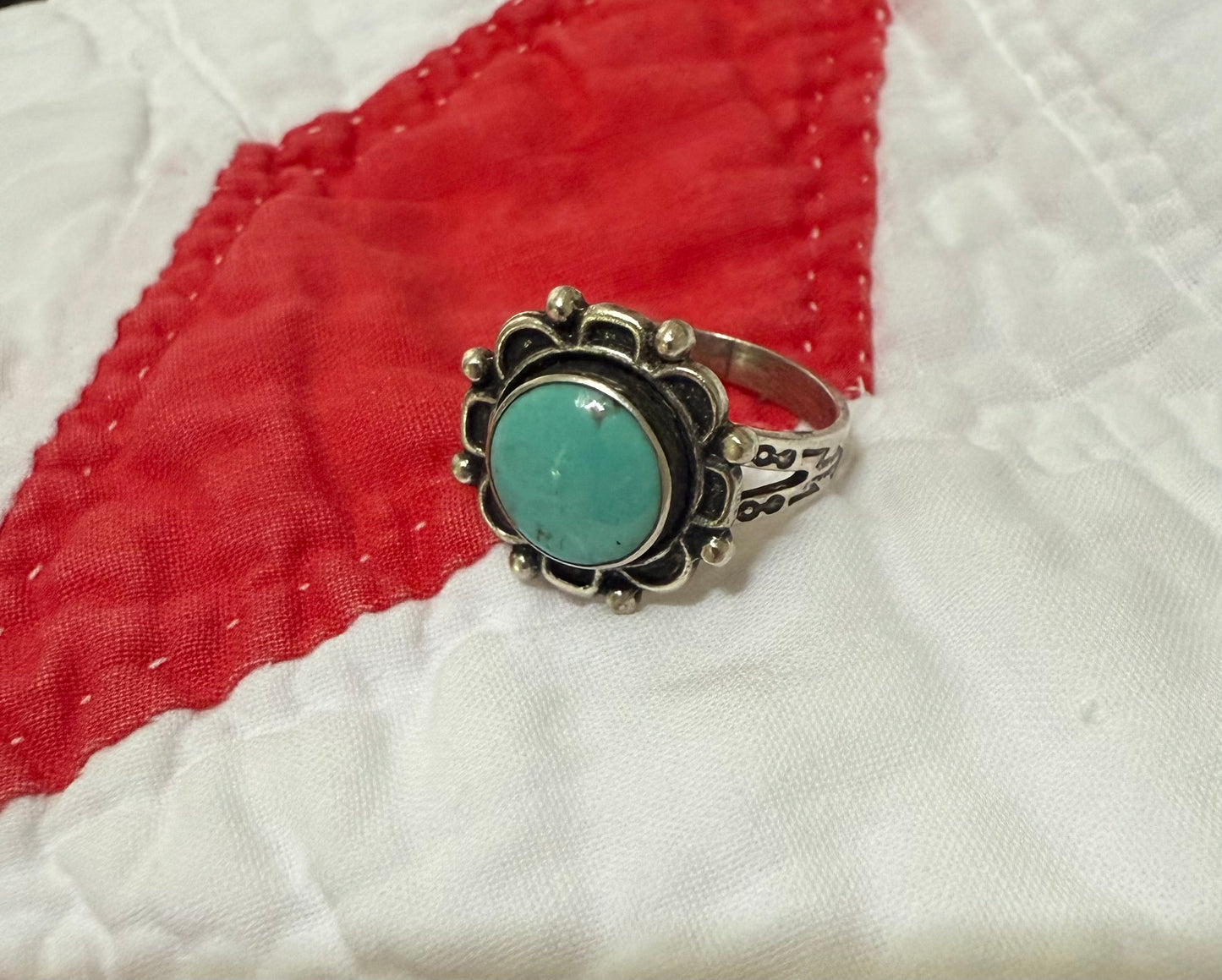 Sterling Turquoise Round Setting Ring