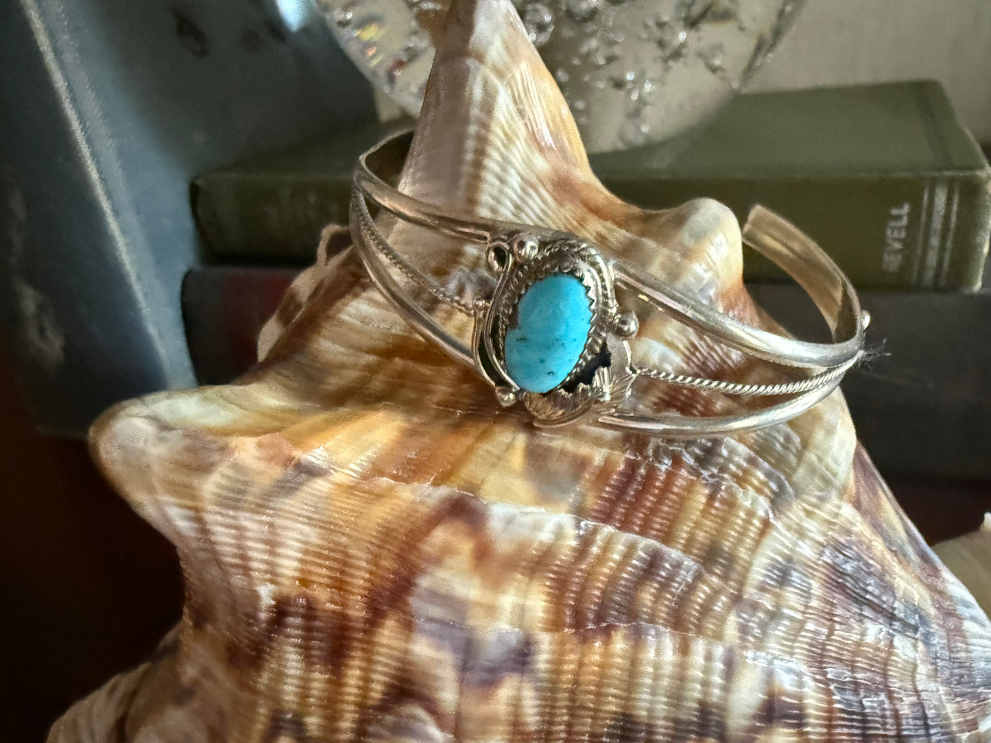 Sterling Turquoise Feather Cuff Bracelet