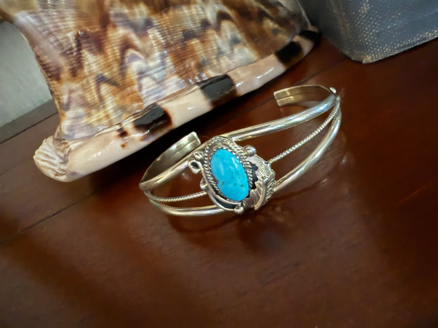 Sterling Turquoise Feather Cuff Bracelet
