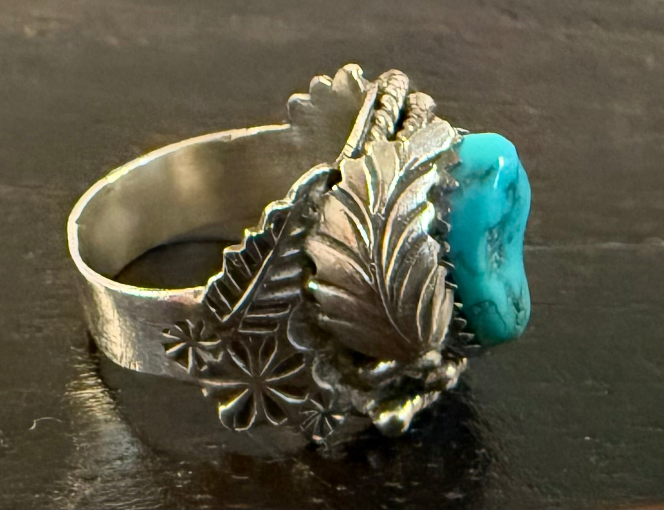 Sterling Silver Turquoise Feather Ring
