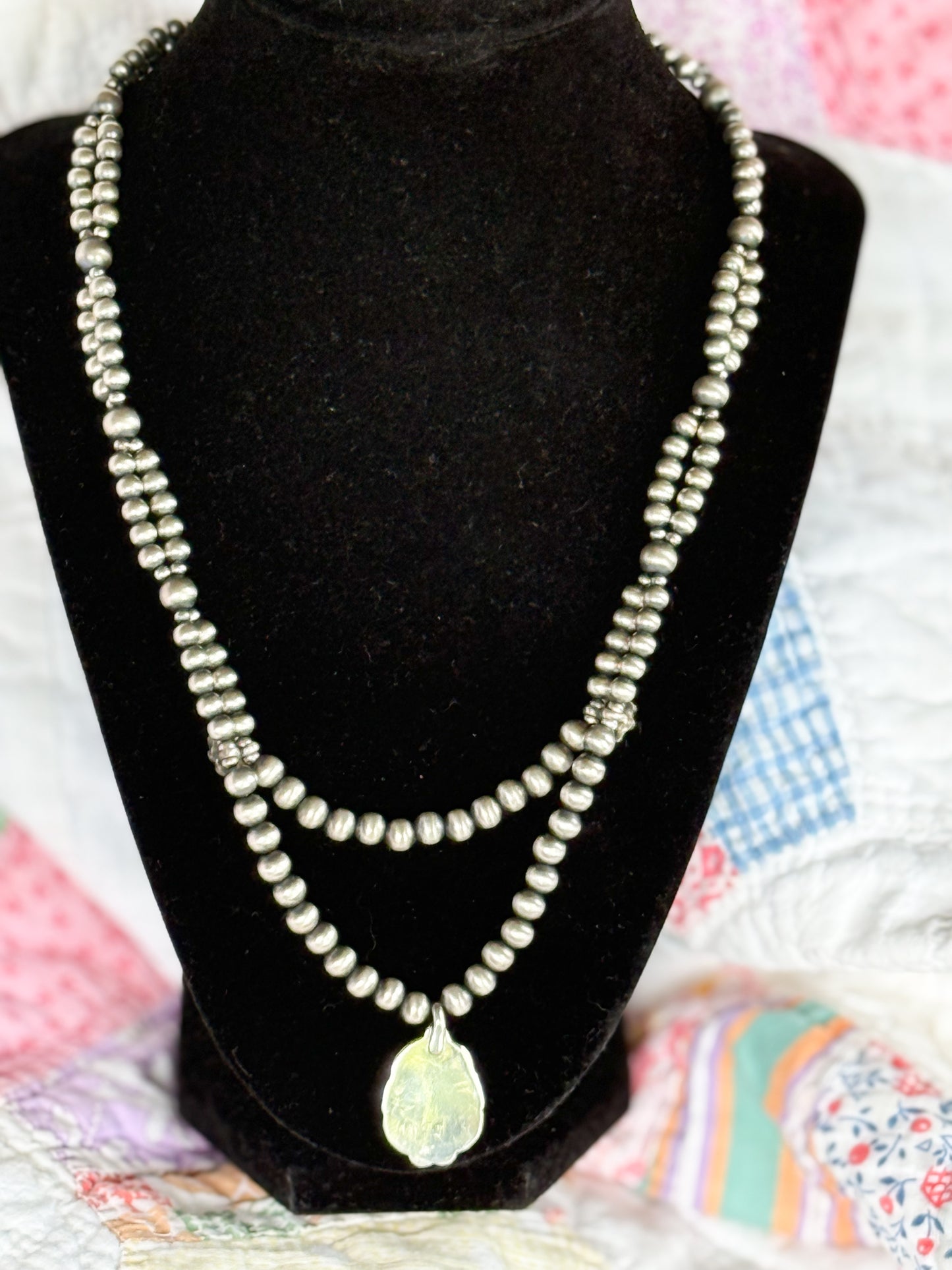 Artisan Sterling Double Strand Turquoise Necklace