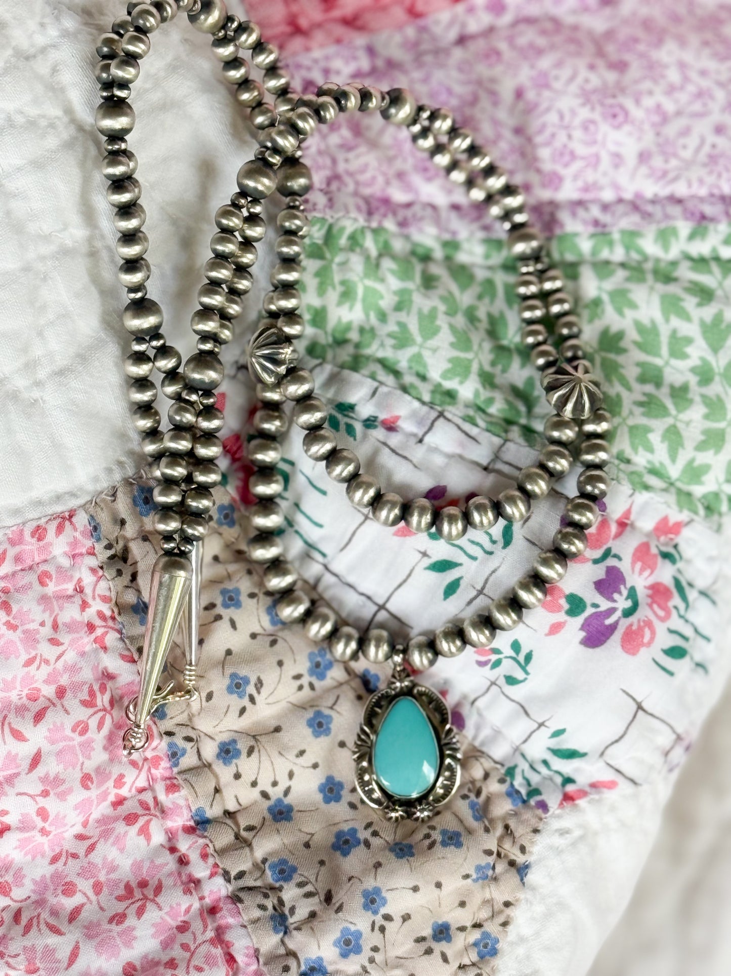 Artisan Sterling Double Strand Turquoise Necklace