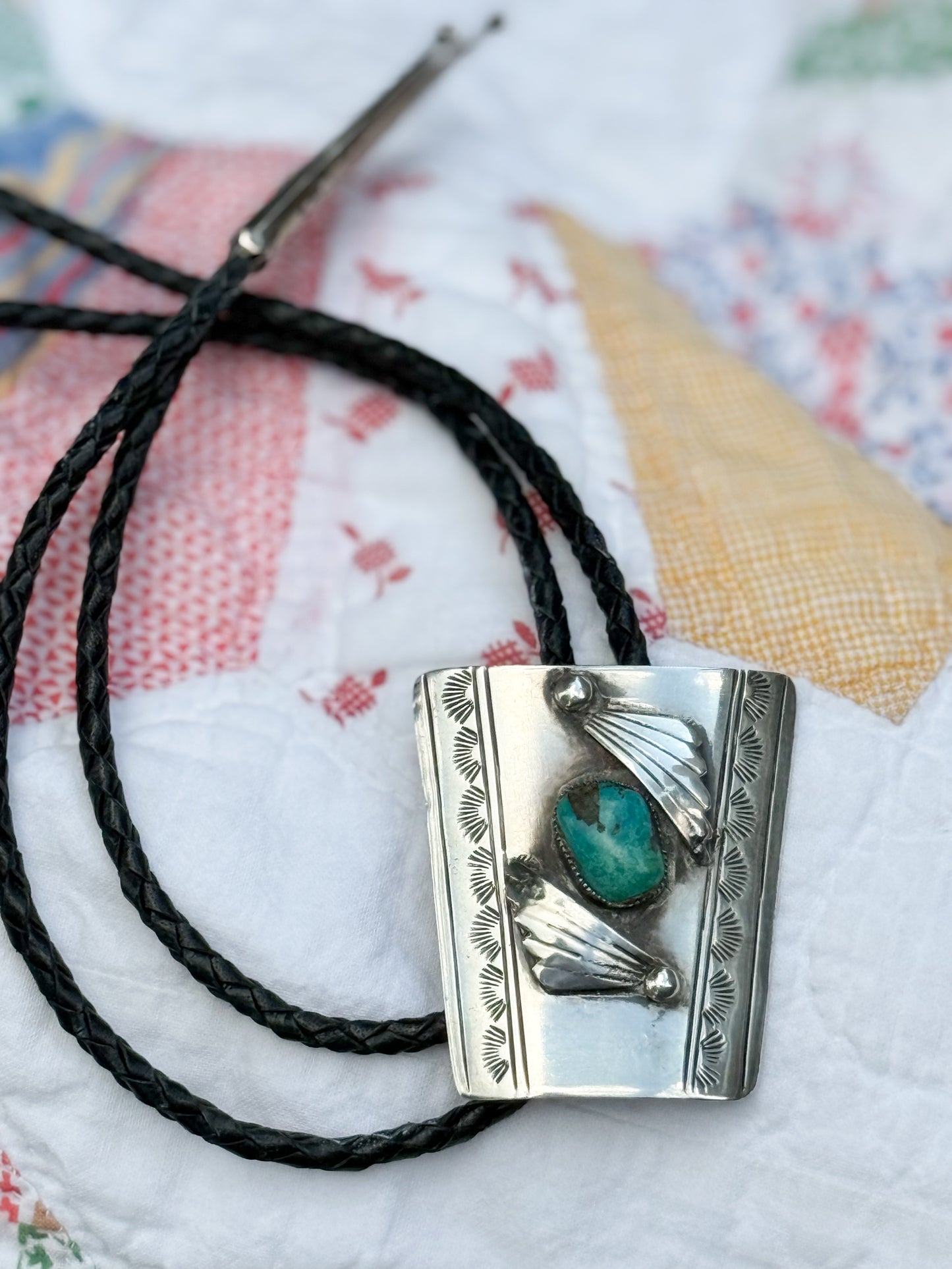 Vintage Sterling Turquoise Bolo Tie