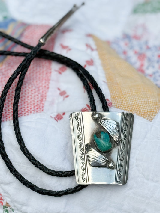 Vintage Sterling Turquoise Bolo Tie
