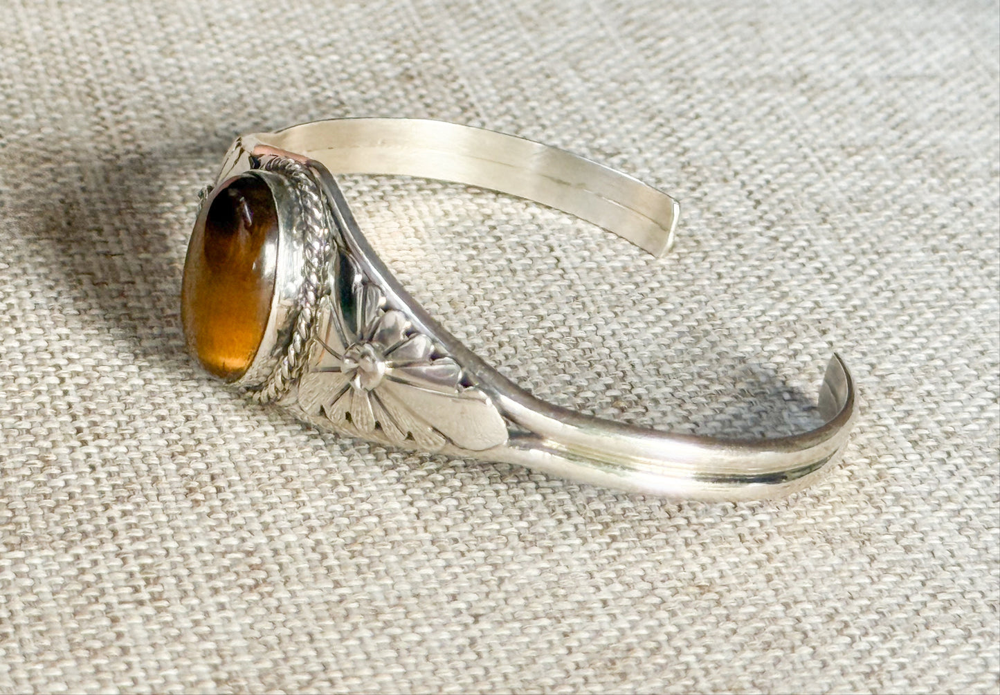 Sterling Silver Tiger Eye Bracelet Cuff