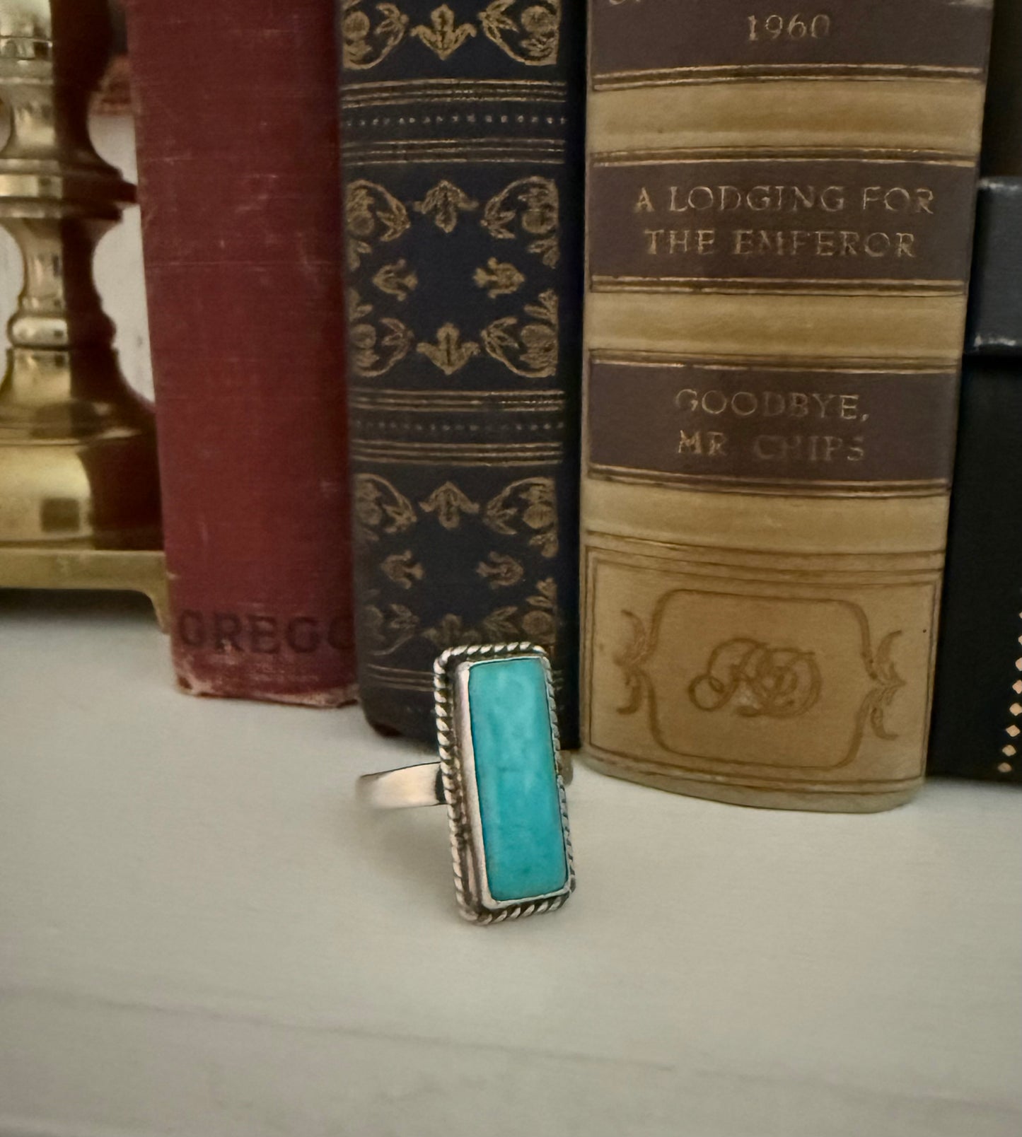 Sterling Silver Turquoise Rectangle Stone Ring
