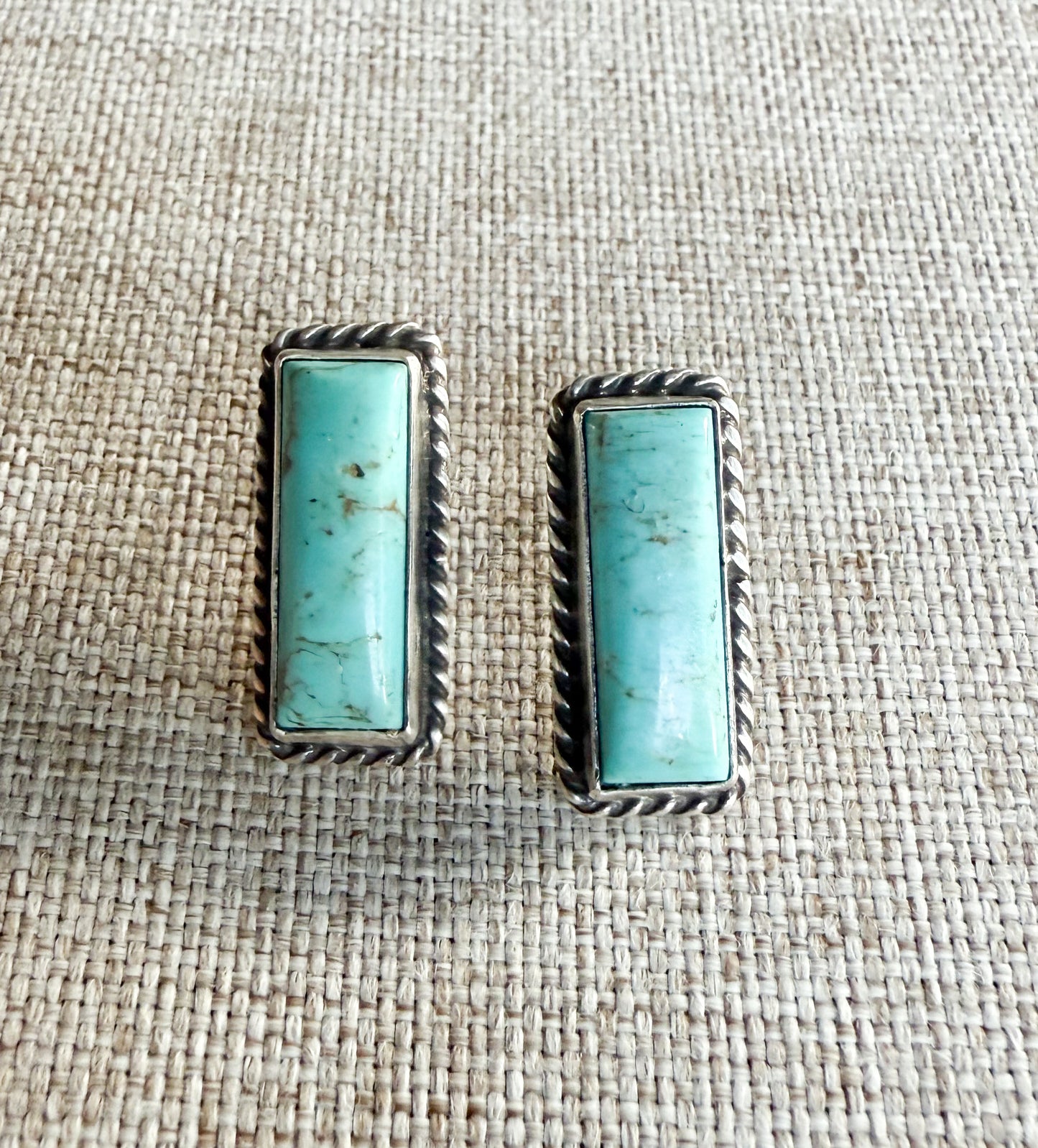 Sterling Kingman Turquoise Rectangular Post Earrings