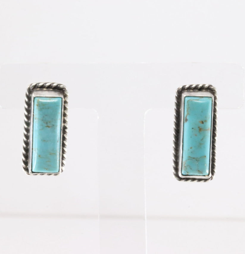 Sterling Kingman Turquoise Rectangular Post Earrings