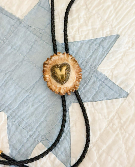 Vintage Antler with Heart Bolo Tie